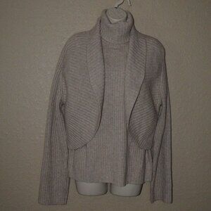 NWT Sz S Barbara Bui Oatmeal Two Piece Ribbed Sleeveless Turtleneck Card…